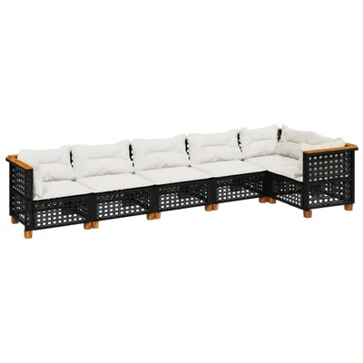 Produktbild von 6-tlg. Garten-Sofagarnitur mit Kissen Schwarz Poly Rattan