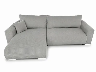 Produktbild von Ecksofa MEGAN mit Schlaffunktion und Bettkasten im Cordstoff Zoom 20 Grau, KI-generiertes Bild