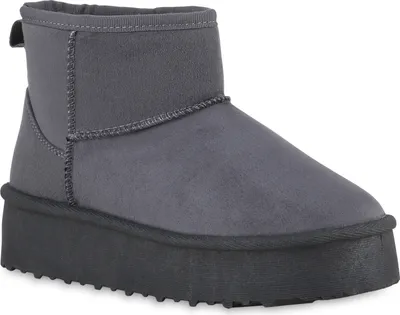 Produktbild von VAN HILL Damen Warm Gefütterte Winter Boots Profil-Sohle Plateau-Schuhe 840765, Farbe: Grau, Größe: 39