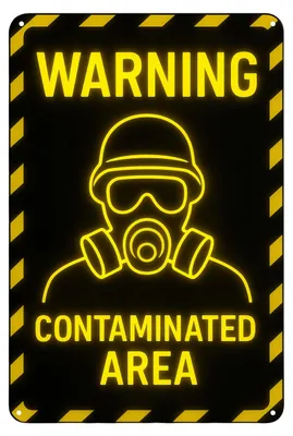 Produktbild von Blechschild 20x30cm Warning Contaminated Area Retro Warnschild Metallschild Gefahrenschild Wanddeko Werkstatt AstraDesign