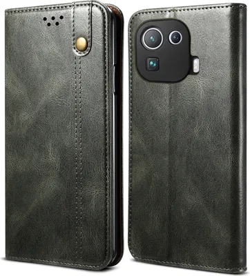 Produktbild von Xiaomi Mi 11 Pro Hülle, LaimTop Leder Flip Brieftasche Schutzhülle für Xiaomi Mi 11 Pro Grün