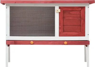 Produktbild von Hochwertigen Möbel Kleintier-Ställe - Rot Kaninchenstall 1 Ebene Rot Holz NEU3493748
