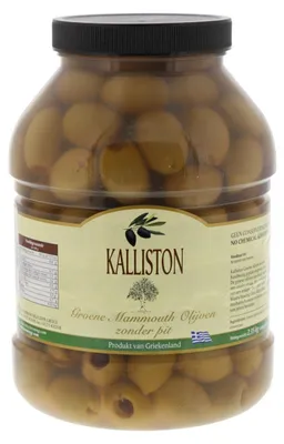 Obrázok produktu pre Zelené olivy Kalliston Mammouth odkôstkované 2400 g - veľké, aromatické olivy
