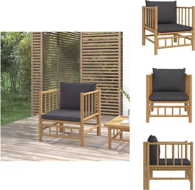 Produktbild von vidaXL Gartensessel mit Dunkelgrauen Kissen Bambus -  Gartensofaelemente