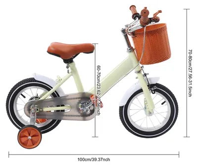 Produktbild von Kinderfahrrad - 30 cm Räder - Stützräder - Verstellbarer Sattel 60–70 cm - Verstellbarer Lenker 70–80 cm - Für 2–4 Jahre/80–110 cm - Hintere Trommelbremse - Gelb