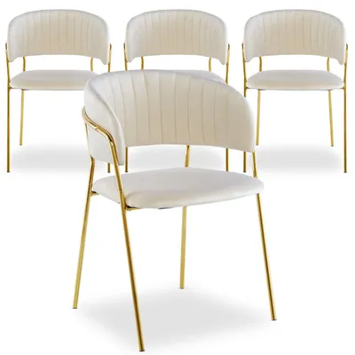Image de MENZZO Lot de 4 chaises Tabata Velours Beige