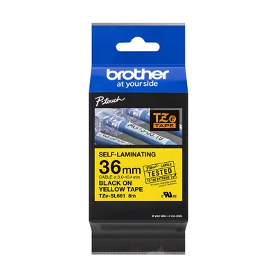 Produktbild von Brother TZe-SL661 - Selbstklebend - Schwarz auf Gelb - Rolle (3,6 cm x 8 m) 1 Kassette(n) laminiertes Band - für P-Touch PT-D800W, PT-P900W, PT-P950NW