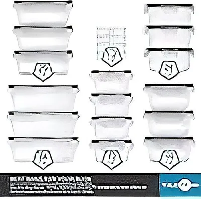 Produktbild von Haushalts-Beutel-Set aus Dutzend, 48 Teile, Küche, Kühlschrank, leckfreie und wasserdichte, Mikrowell- und Gefriergeschirp, BPA-frei, Lebensmittelverpackung, Kunststoff.