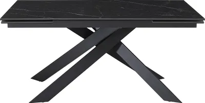 Produktbild von Esstisch für 6 bis 10 Personen ausziehbar - Keramik - Sicherheitsglas & Metall - Marmor-Optik schwarz - COREMA von Pascal MORABITO