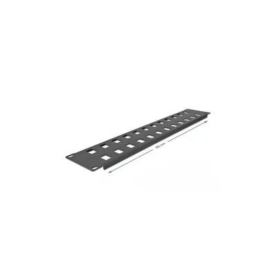 Produktbild von DeLOCK 19″ Keystone Patchpanel 24 Port 2 HE schwarz, Grundpfeilerplatte, Metall, Schwarz