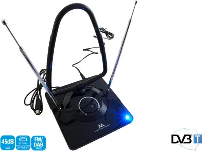 Produktbild von Aktive DVB-T/T2 H.265 HEVC Antenne TV Radio Zimmerantenne 45 dB Verstärkung DVBT2 Netzteil