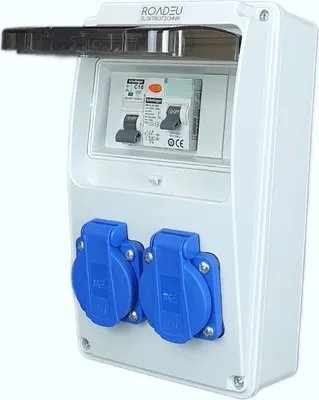 Produktbild von Stromverteiler 230V - 2x Schuko Steckdose - Steckdosenverteiler mit Fi Schutzschalter und Leistungsschalter C 16A - Verdrahtet, Baustromverteiler