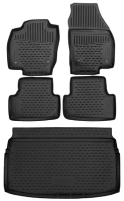 Produktbild von Gummi Kofferraumwanne + Fußmatten Set für VW T-Cross, Bj. 2018-