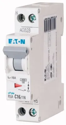 Imagen del producto de Interruptor automático Eaton, tipo C, 1P+N, 16A, para montaje en carril DIN – Tamaño: 1 unidad, 16A.