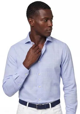 Produktbild von John Miller Hemd Tailored Fit hellblau kariert Baumwolle