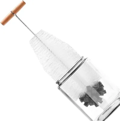 Zdjęcie produktu dla Szczotka do czyszczenia butelek - Szczotka do szorowania butelek - Czyszczenie butelek - Z uchwytem na gąbkę - 33 cm - Czarna