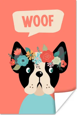 Produktbild von MuchoWow® Poster Hund - Haustier - Blume 120x180 cm - Kunstposter