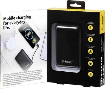 Image de Intenso XC10000 - Banque d'alimentation - 10000 mAh - 3 A - 2 ports de sortie (USB, USB-C) - noir