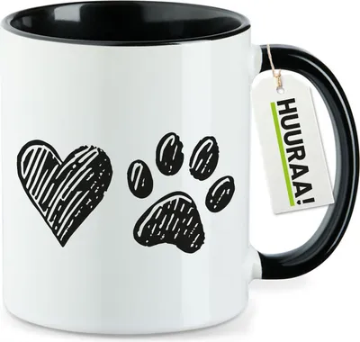 Produktbild von Huuraa Kaffeetasse Herz Tapse 330ml Schwarz Keramik Kaffeebecher Geschenkidee