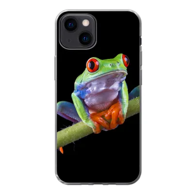 Produktbild von MuchoWow® Handyhülle Schutzhülle Hülle für iPhone 13 mini Frosch - Pflanze - Schwarz Silikon Softcase Handy Hülle - Softcase