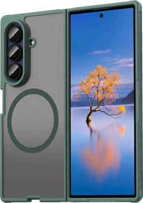 Image de Étui magnétique pour Samsung Galaxy Z Fold 7 Housse Magsafe Housse de protection antichoc cadre TPU fort anneau magnétique, vert