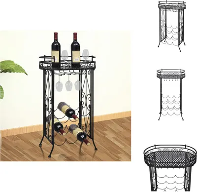 Produktbild von vidaXL Weinregal für 9 Flaschen mit Stielglashalter Metall - Weinregale