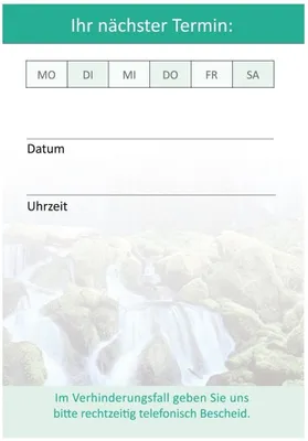 Produktbild von Terminblock Set (Wasserfall, 24 Stück) - Premium Terminblöcke für Ihre Kundentermine mit je 50 Terminkarten/Blätter pro Block.