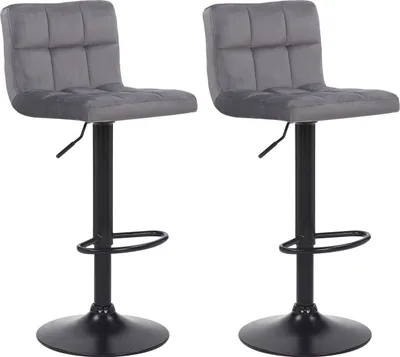 Produktbild von 2er Set Barhocker Feni Samt grau