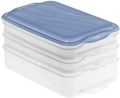 Obrázok produktu pre Kontajner na potraviny s 3 priehradkami – úložný box, nádoba na čerstvé potraviny – na skladovanie potravín – odolný voči vlhkosti a vzduchotesný – 1,5 litra – modrej farby