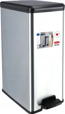 Imagen del producto de Contenedor de residuos - Cubo de basura de 40 litros - Aspecto metálico - Con pedal