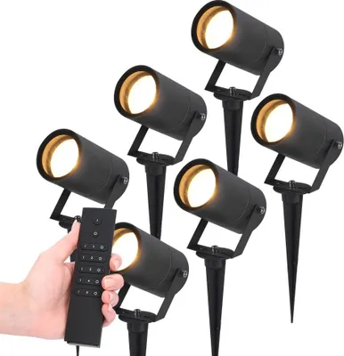 Produktbild von hoftronic LED Gartenstrahler Spikey 4W 345lm 2700K Schwarz IP65 6er Set