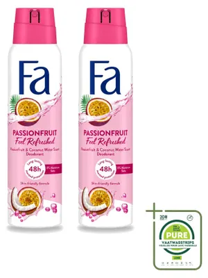 Imagen del producto de 2 aerosoles desodorantes Fa, aroma a maracuyá, 150 ml - Paquete grande - 2 unidades