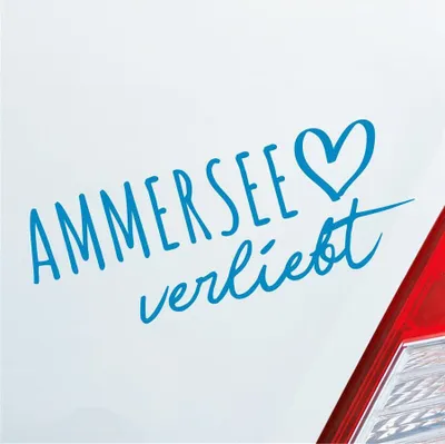 Produktbild von Auto Aufkleber Ammersee verliebt Herz See Sea Liebe Car 19x7 cm Hellblau Sticker Heckscheibenaufkleber