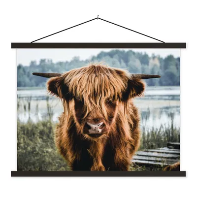 Produktbild von MuchoWow® Textilposter Kühe - Schottische Hochlandbewohner - Braun - Natur 60x45 cm mit schwarzem Rahmen - Poster Schlafzimmer