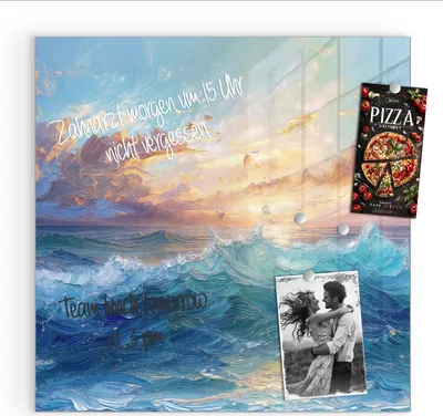 Produktbild von Magnettafel 30x30cm Pinnwand Whiteboard beschreibbar - Wellen und Himmel