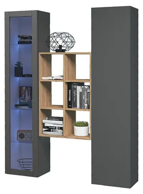 Immagine prodotto di Parete Attrezzata Soggiorno 140x30x180 cm Maruska n°16 Grigio Antracite Opaco