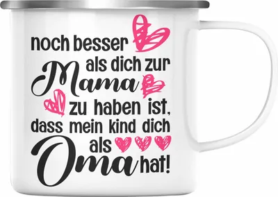 Produktbild von Trendation - Mutter Geschenk Emaille Tasse Muttertag Mama Oma Emaille Emaille Tasse Süßer Spruch Geschenkidee (Silber)