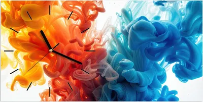 Produktbild von Wanduhr aus Glas mit Motiv Farbige_ Wirbel- 60 x 30 cm - inkl. Aufhängesystem