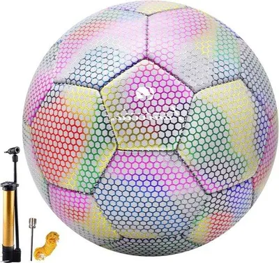 Produktbild von Famanu Fußball Größe 5 - für Kinder und Erwachsene - Indoor Outdoor Training - mit Luftpumpe - Blau