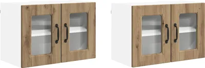 Obrázek produktu pro Nástěnná skleněná skříň PORTO 2 pcs Artisanový dub