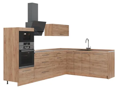 Obrázok produktu pre Rohová kuchyňa Vicco Fame-Line Dub Goldkraft/Dub Goldkraft 287 x 207 cm bez pracovnej dosky, Model 63504