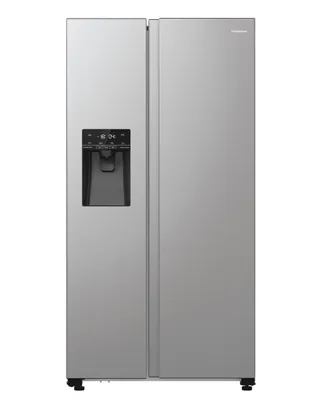 Produktbild von Hisense RS5P535NTCE Side-By-Side Kühl-Gefrier-Kombination, 376 Liter Kühlteil, 190 Liter Gefrierteil, Wasser-/Eisspender, Total NoFrost, Multi AirFlow, FastFreeze, silber