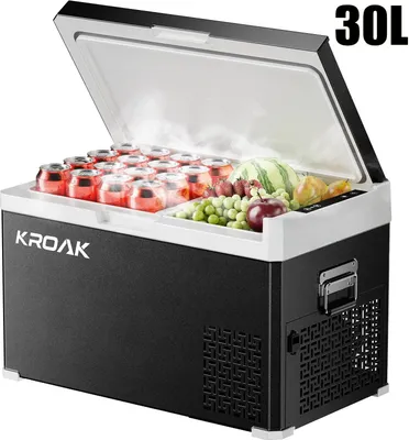 Produktbild von Auto Kühlbox Gefrierbox - 30L Kompressor Kühlschrank - 12/24V DC & 110-240V AC - -20 bis +20 °C - Tragbare Camping Kühltruhe ohne App-Steuerung - 30L Standard