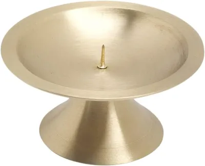 Obrázok produktu pre Schijfkandelaar, priemer 11 cm, mosadz, zlatá farba, svietnik, matný povrch, oltárny svietnik s držiakom, kód 10719