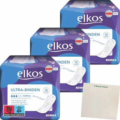 Produktbild von Elkos Ultra Binde Normal 3er Pack (3x16 Stück) + usy Block