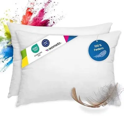 Zdjęcie produktu dla Poduszki z pierza 40X40 cm zestaw 2 sztuk bawełna naturalna