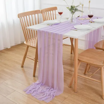 Obrázok produktu pre Šifónová obrusovka, fialová, svetloružová, 70 x 300 cm, 100% polyester