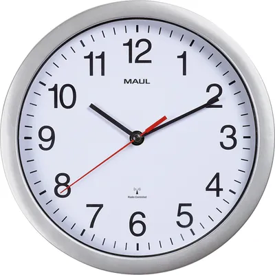 Image de MAUL Horloge murale MAULrun Ø 25.2 x 5 cm radiocommandée plastique 1 x AA (1.5 V) argenté