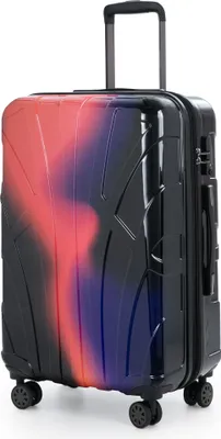 Immagine prodotto di Suitline - Valigia rigida per il check-in, trolley a rotelle, valigia da viaggio a 4 ruote, design sfumato lucido, TSA, 66 cm, rosso neon