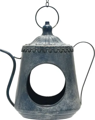 Produktbild von Vintage Windlicht aus Metall als Teekannen-Dekoration für Balkon und Garten
